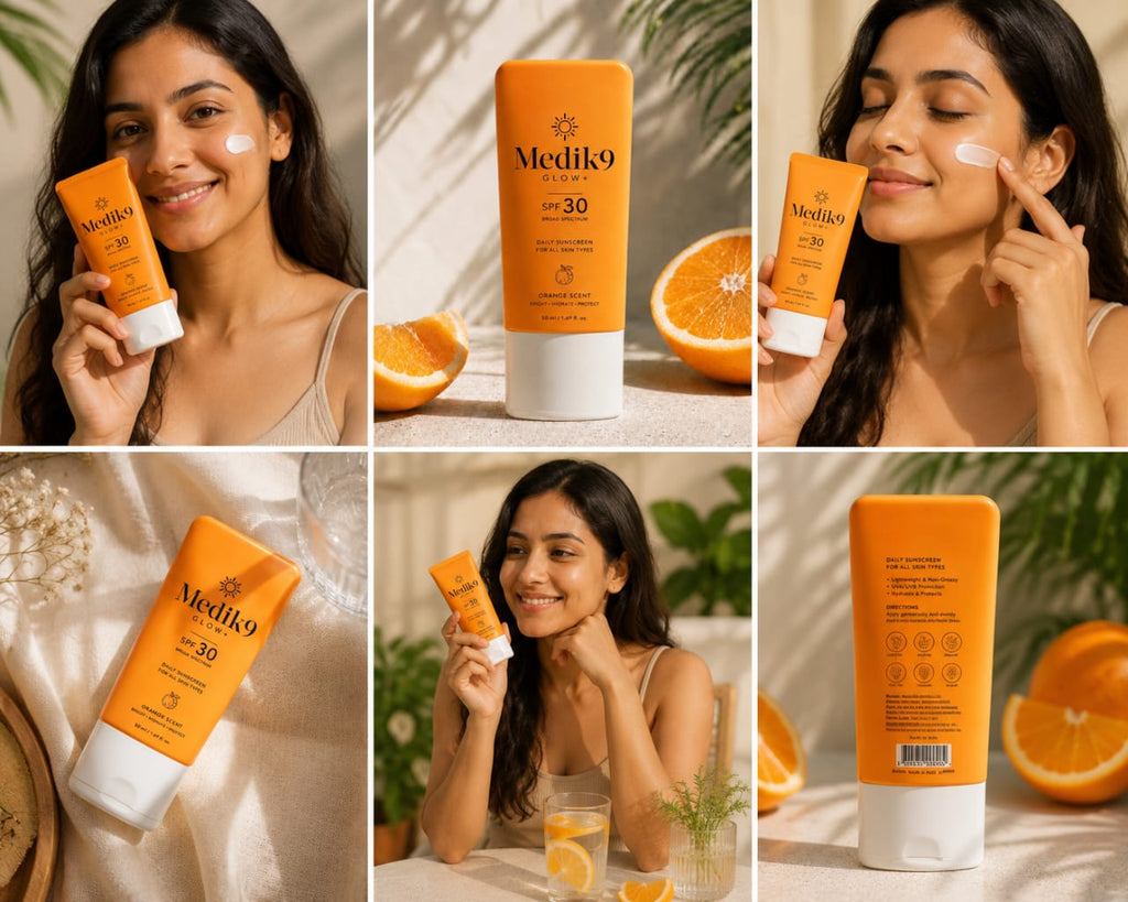 Medik9 Sunscreen SPF 30 PA+++ | Broad Spectrum UVA & UVB Protection | Lightweight Daily Face Sunscreen | Non-Greasy Formula | 100ml